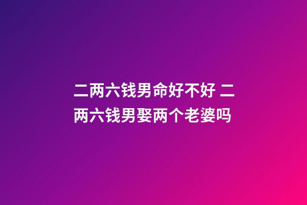 二两六钱男命好不好 二两六钱男娶两个老婆吗-第1张-观点-玄机派